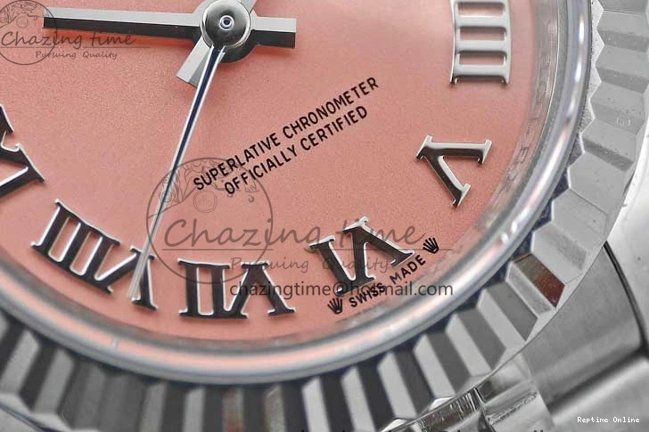 0403 ComfortFit Lady DateJust 28 SS TWF 1:1 Best Edition 904L Steel Pink Dial Roman Markers on President Bracelet NH 2183